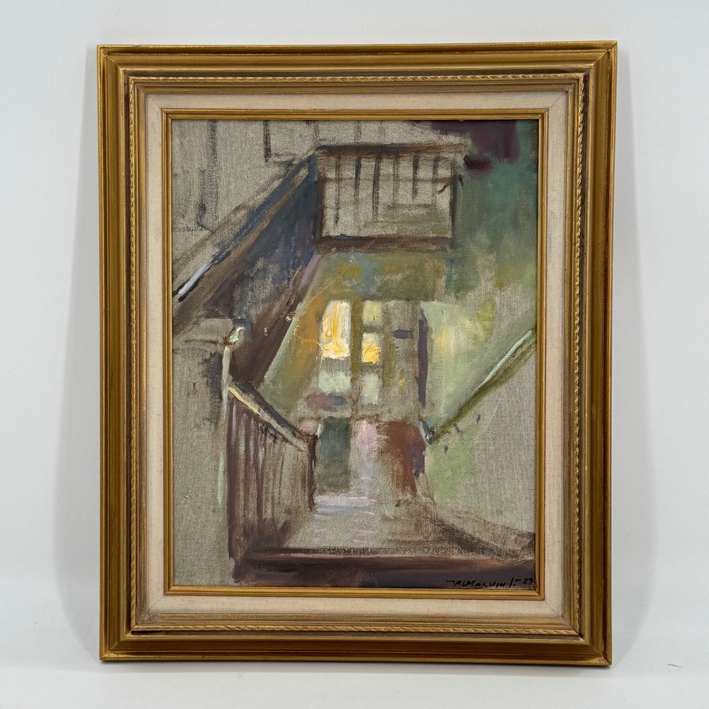 Ronald L. Marvin Jr. Original Impressionist Oil Painting Stairwell Interior